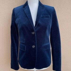 J. Crew navy blue velvet schoolboy blazer Sz 0P